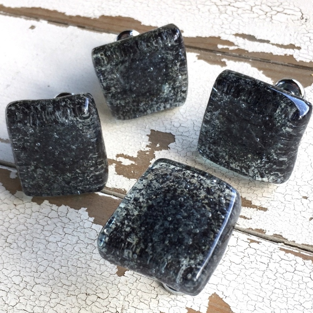 Four Artisan Black Knobs Drawer Pulls NWOT